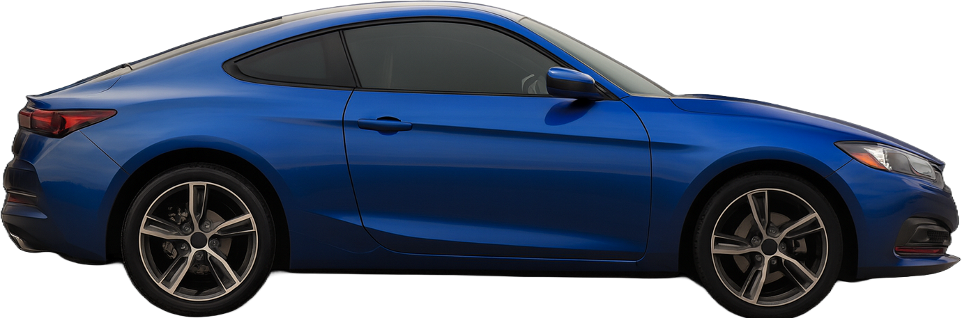 A blue car from a side view